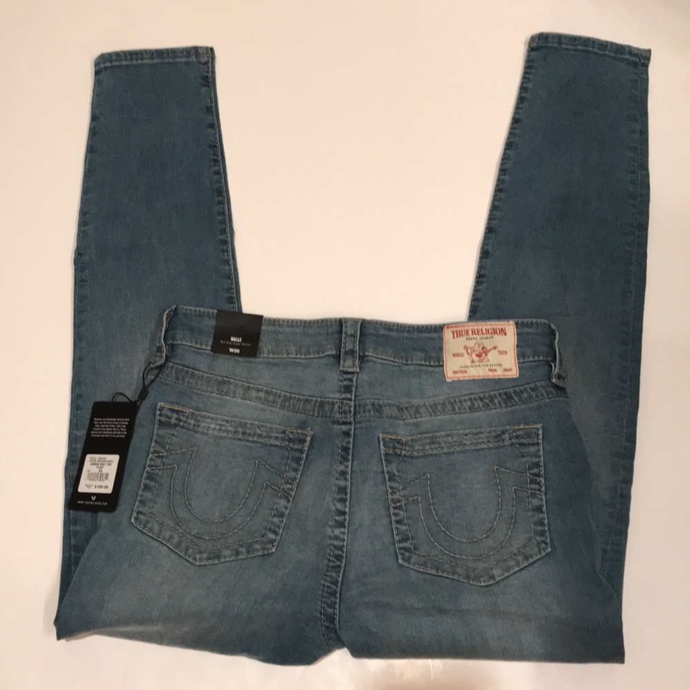 NWT TRUE RELIGION JENNIE Medium wash big T jeans size 30 super skinny Halle
